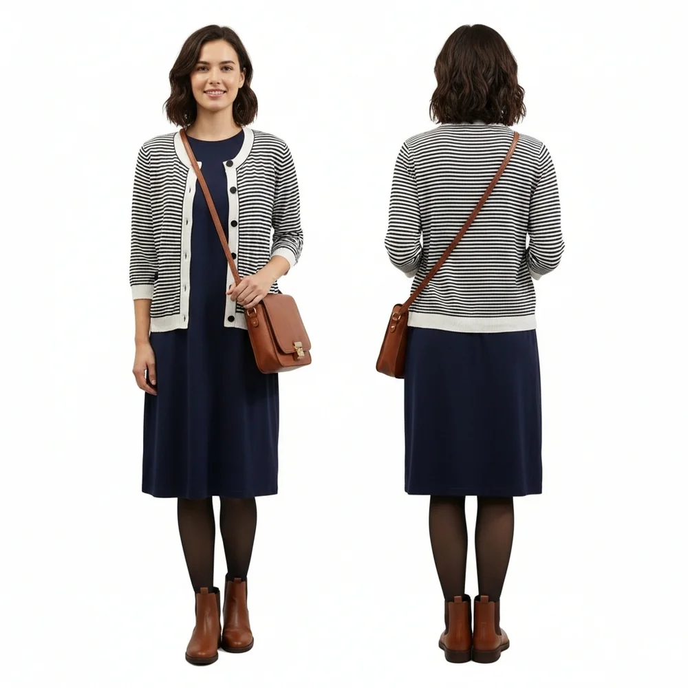 Sandro Cotton/Cashmere Blend Three-Quarter Sleeve Cardigan Size 6-8 - Picture 4 of 9